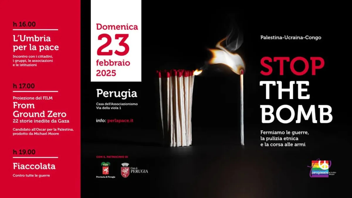 "Stop the bomb", a Perugia il 23 febbraio: obiettivo fermare le guerre