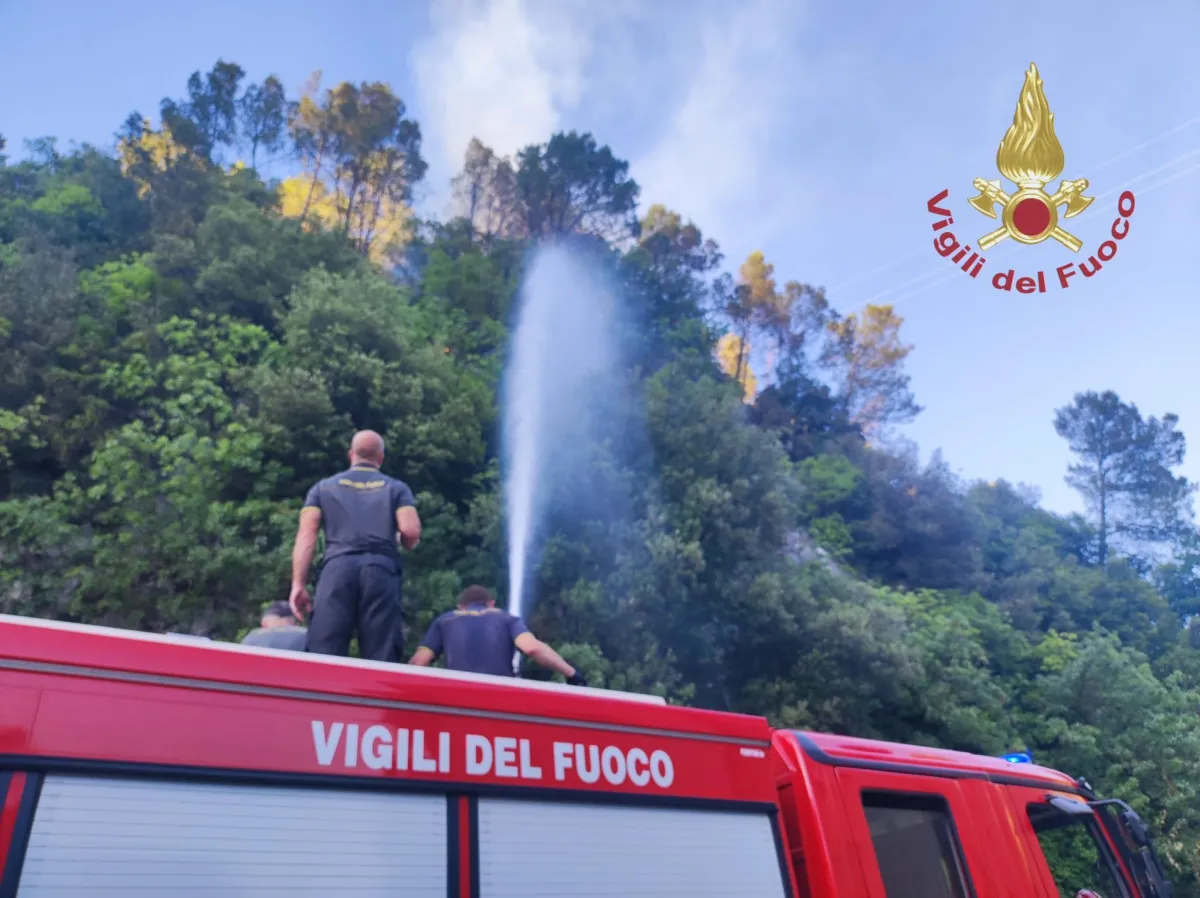 Scheggino, incendio a ridosso del centro abitato: decisivo l'elicottero