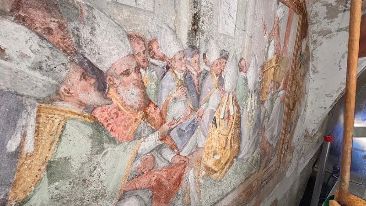 Amelia, nel Chiostro di San Francesco nuovi affreschi: bellezza murata da secoli