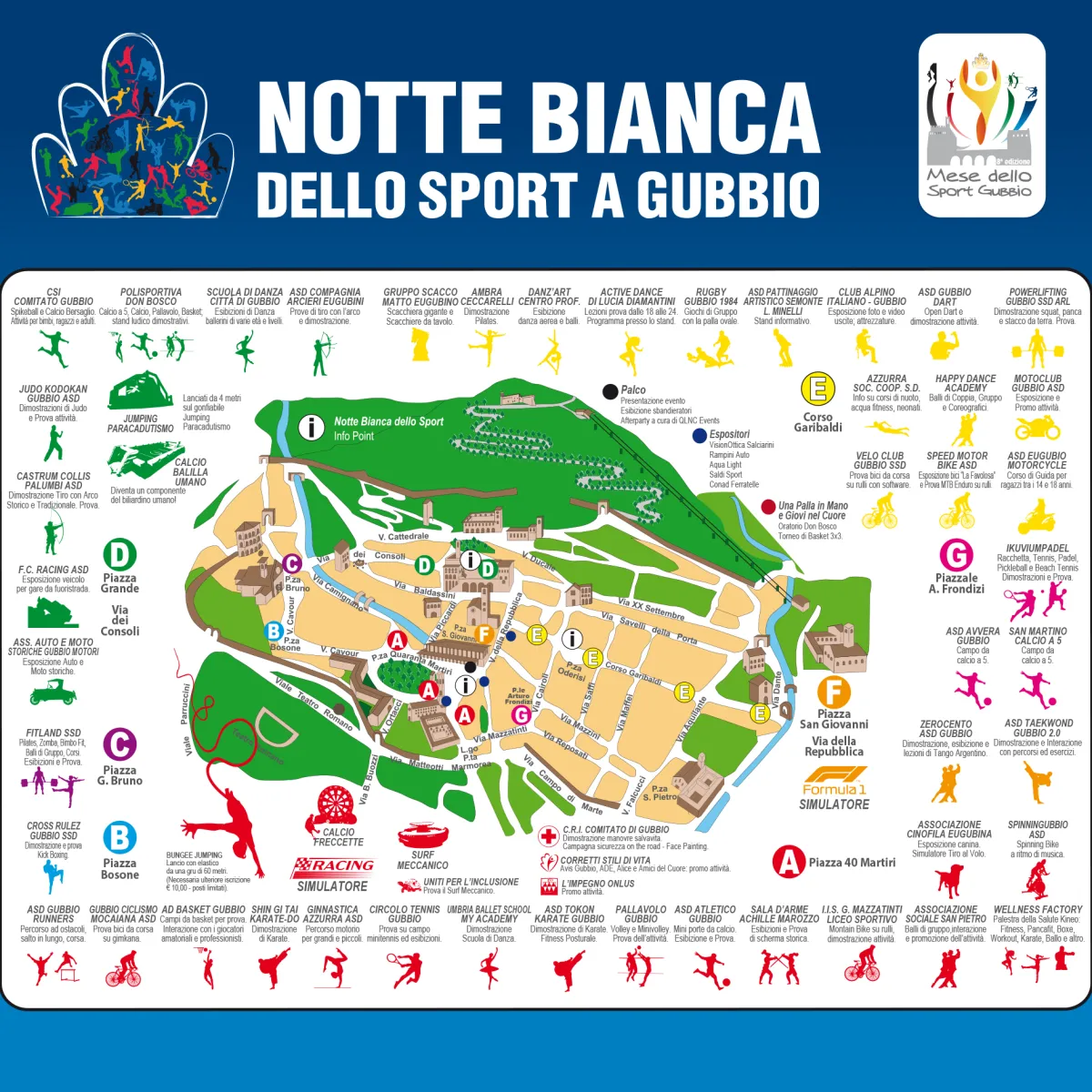 Notte Bianca dello Sport a Gubbio 2025: oltre 50 discipline e grandi ospiti per la 10ª edizione