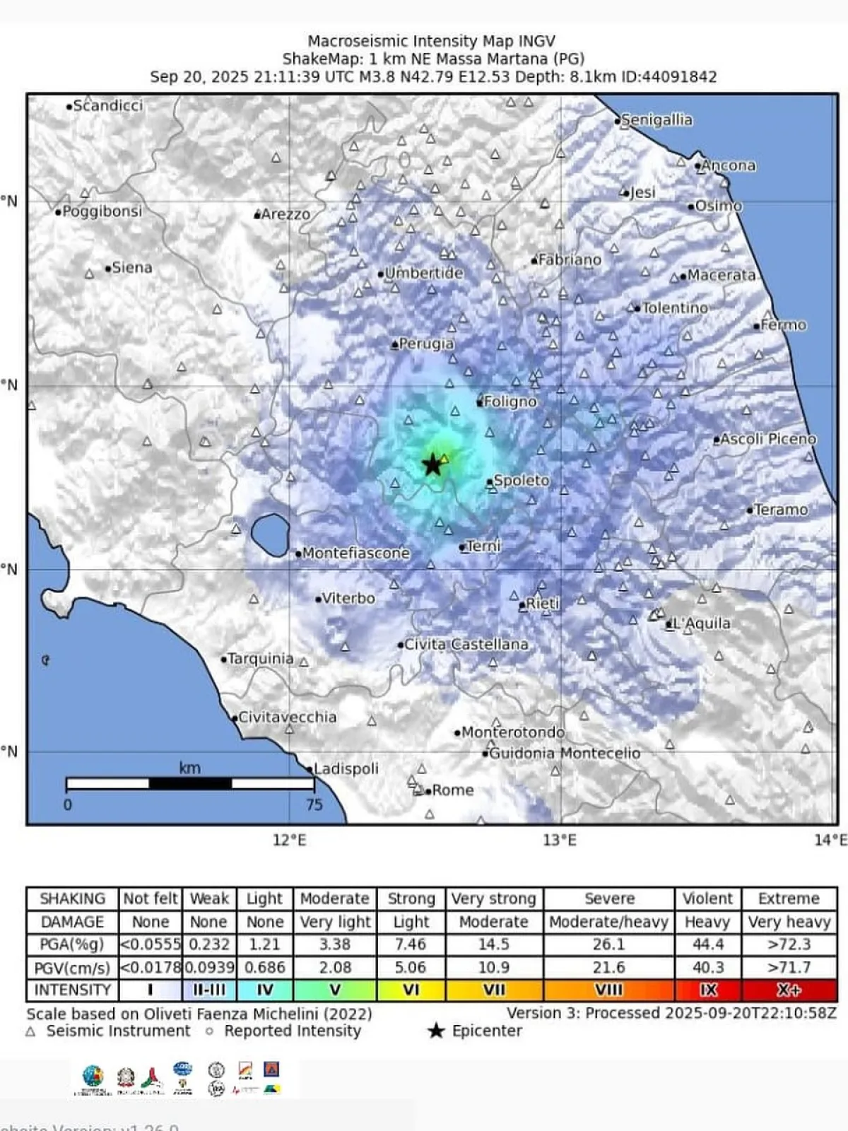 Terremoto in Umbria, scossa di magnitudo 3.8 con epicentro a Massa Martana: paura nella notte, attivata la Protezione civile