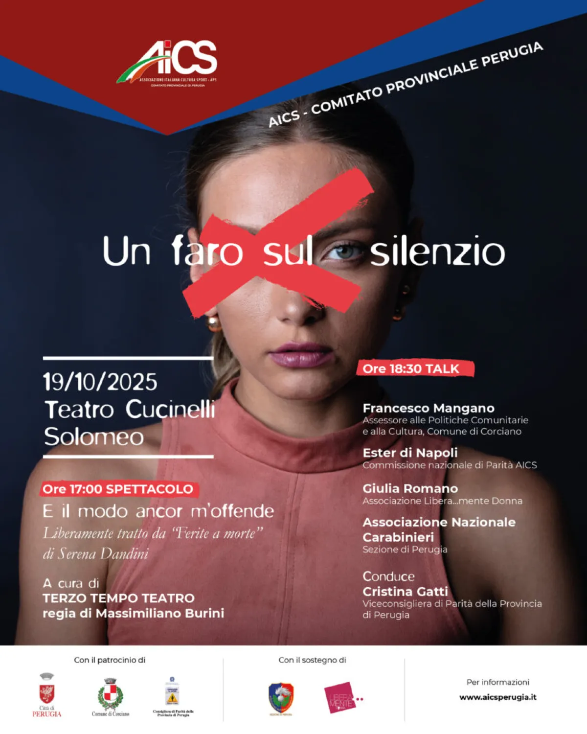 “Un faro sul silenzio”: al Teatro Cucinelli di Solomeo una giornata di teatro e dialogo per rompere il silenzio sulla violenza di genere