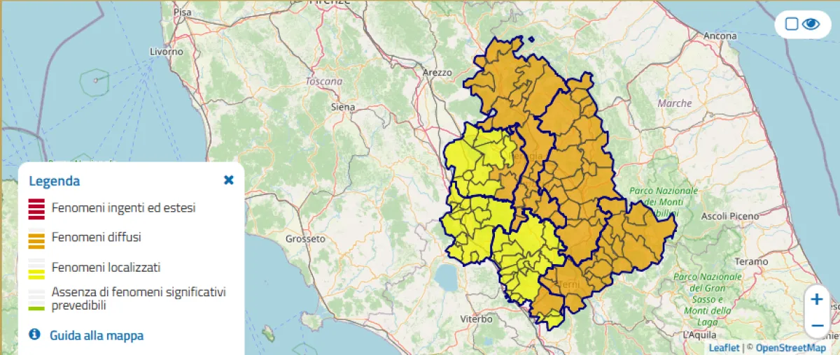 Maltempo in Umbria, allerta arancione per vento: a Terni chiusi parchi, cimiteri e aree verdi per 24 ore. Ordinanze anche in altri comuni