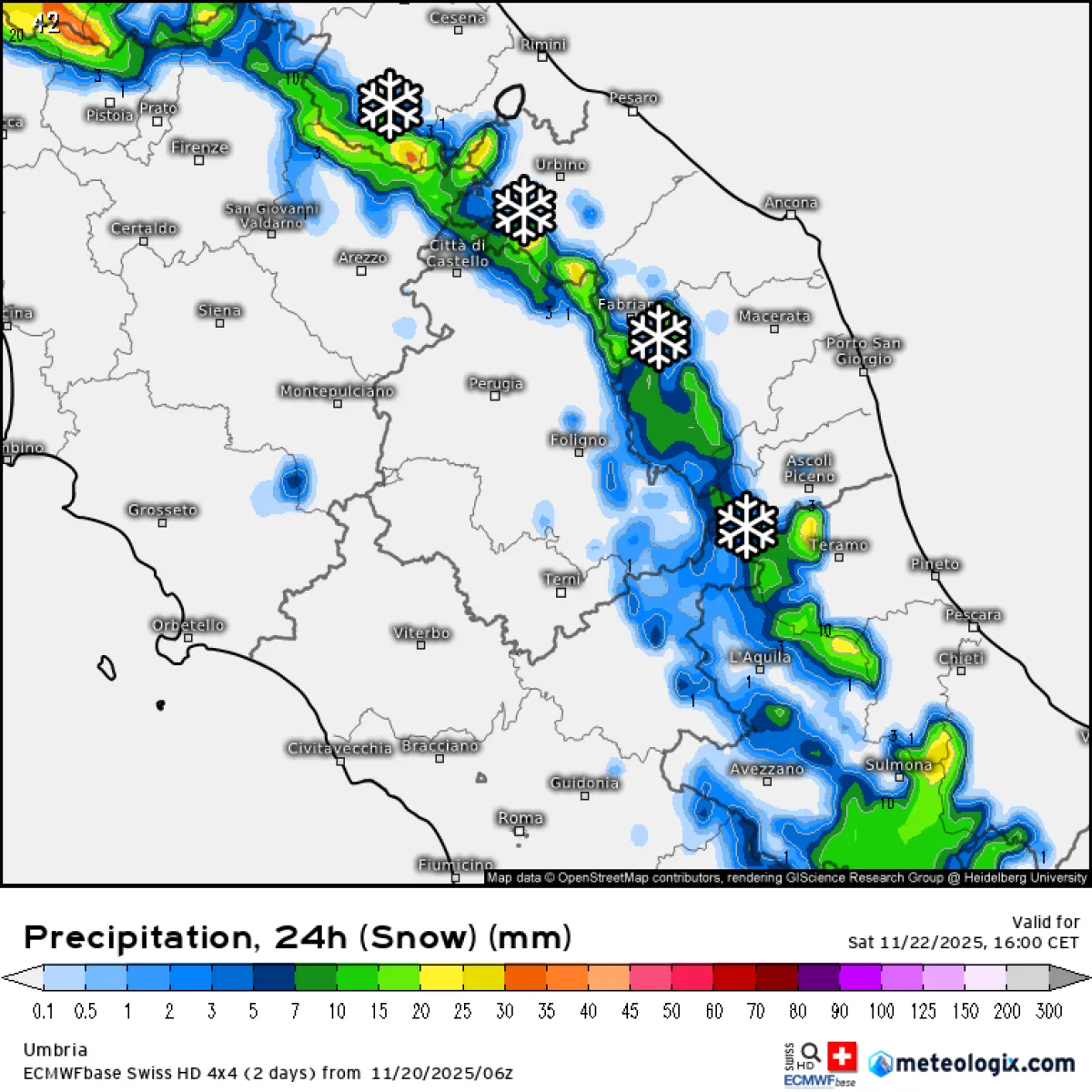 Attesa la prima neve in Umbria: fiocchi fino a 400-600 metri e Piano emergenza neve 2025-2026 a Terni