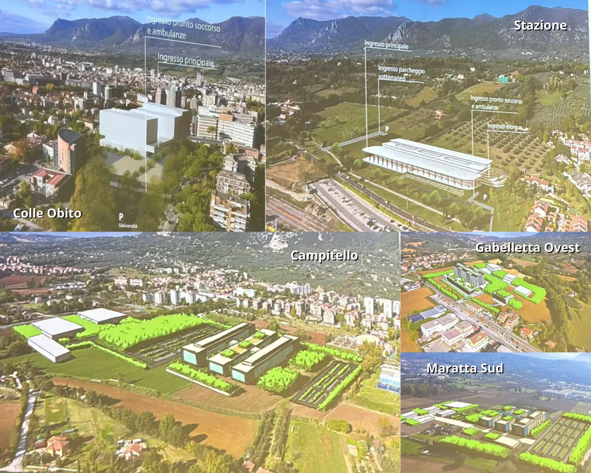 Nuovo ospedale di Terni: cinque aree tra cui scegliere, ma adesso in pole position c'è Campitello e il sogno è dietro la stazione