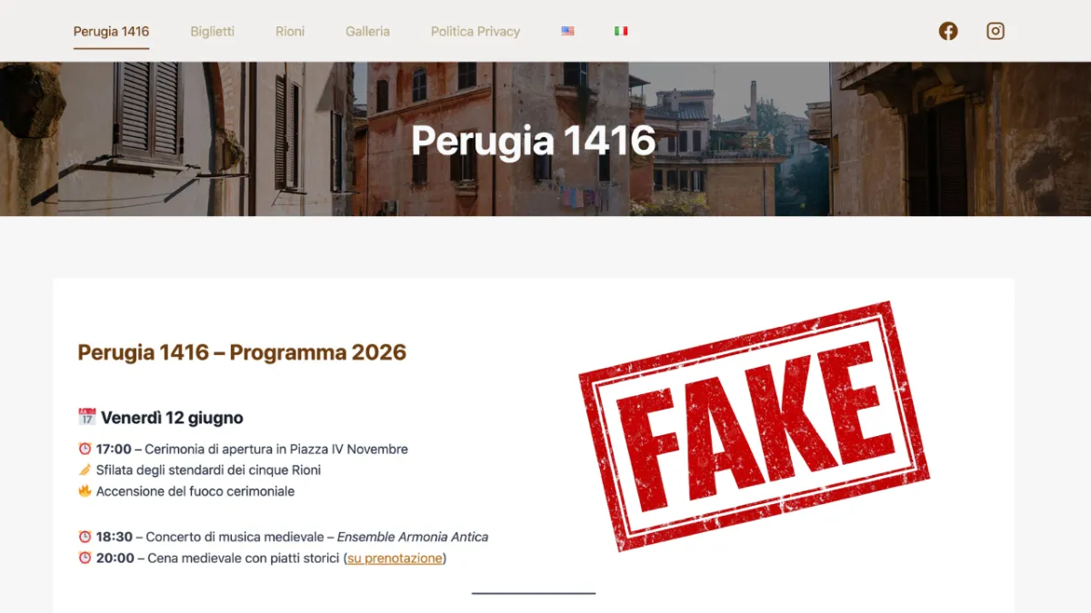 Frode online sulla rievocazione Perugia 1416: sito clonato propone ticket falsi, l’organizzazione denuncia