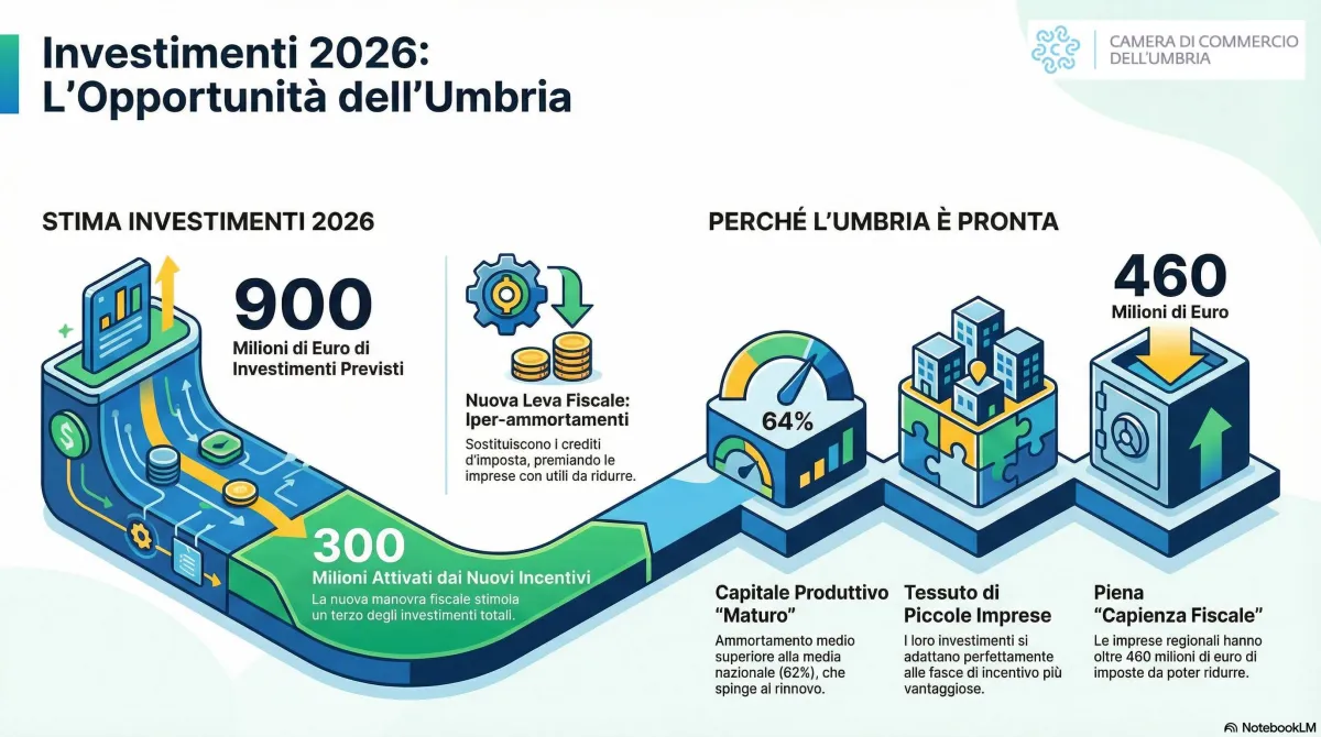 Umbria 2026, oltre 900 milioni di investimenti in vista: la leva fiscale può sbloccare 300 milioni