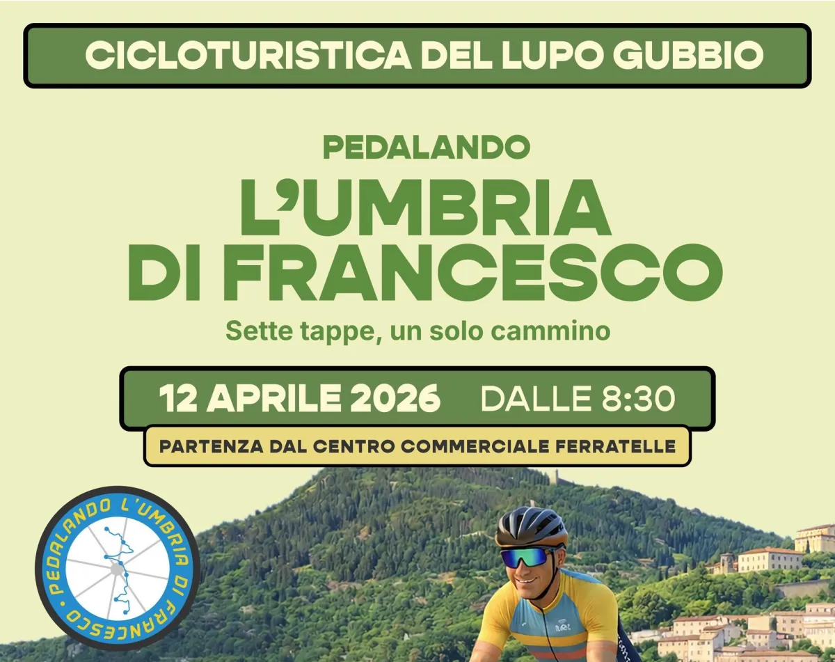 "Pedalando l'Umbria di Francesco", domenica seconda tappa a Gubbio
