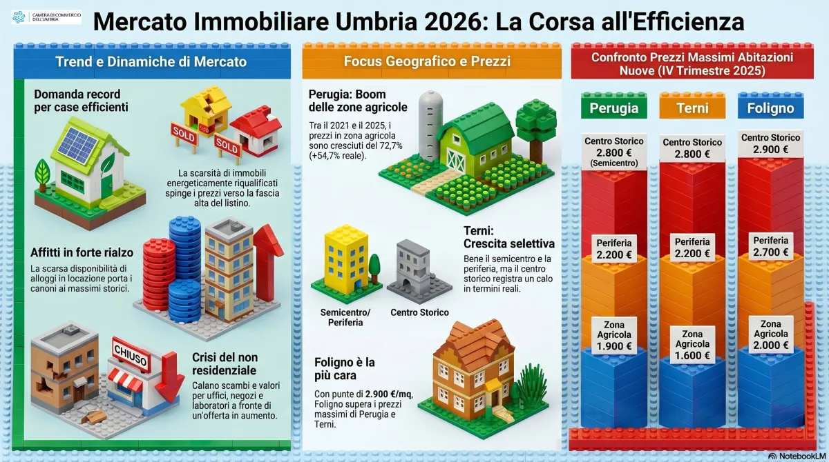 Mercato immobiliare Umbria, il paradosso delle case nuove: domanda alle stelle, offerta al palo