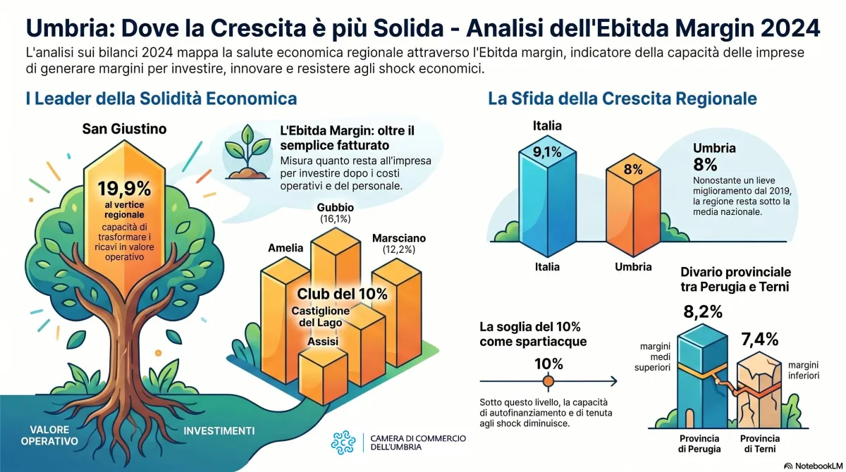 Umbria, la classifica dei comuni che crescono di più per margine: San Giustino davanti a Gubbio e Assisi
