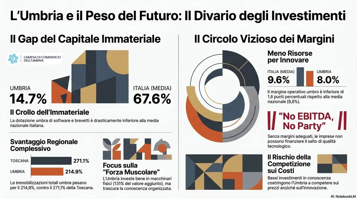  Investimenti immateriali in Umbria, il ritardo sulla media italiana tocca il 67,6% nel report della Camera di Commercio