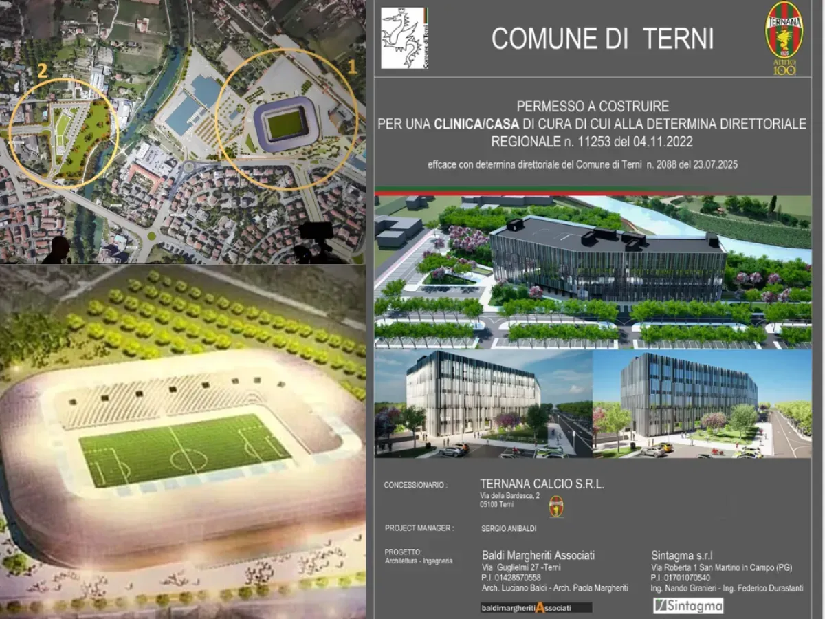 Stadio-Clinica a Terni, dalla Regione nuovo schiaffo a Comune e Stadium: niente autorizzazione