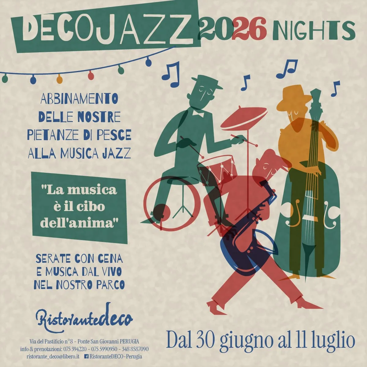 DecoJazz Nights, a Ponte San Giovanni il jazz incontra l'alta cucina: dieci serate tra grandi interpreti e sapori d'autore