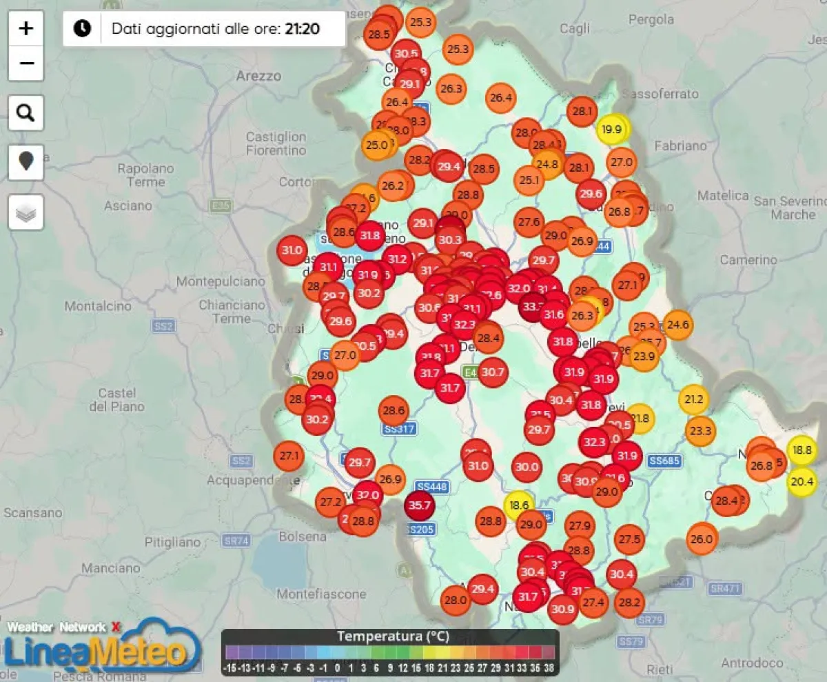 Emergenza caldo in Umbria: temperature record, notti tropicali e scatta il piano sanitario della Regione